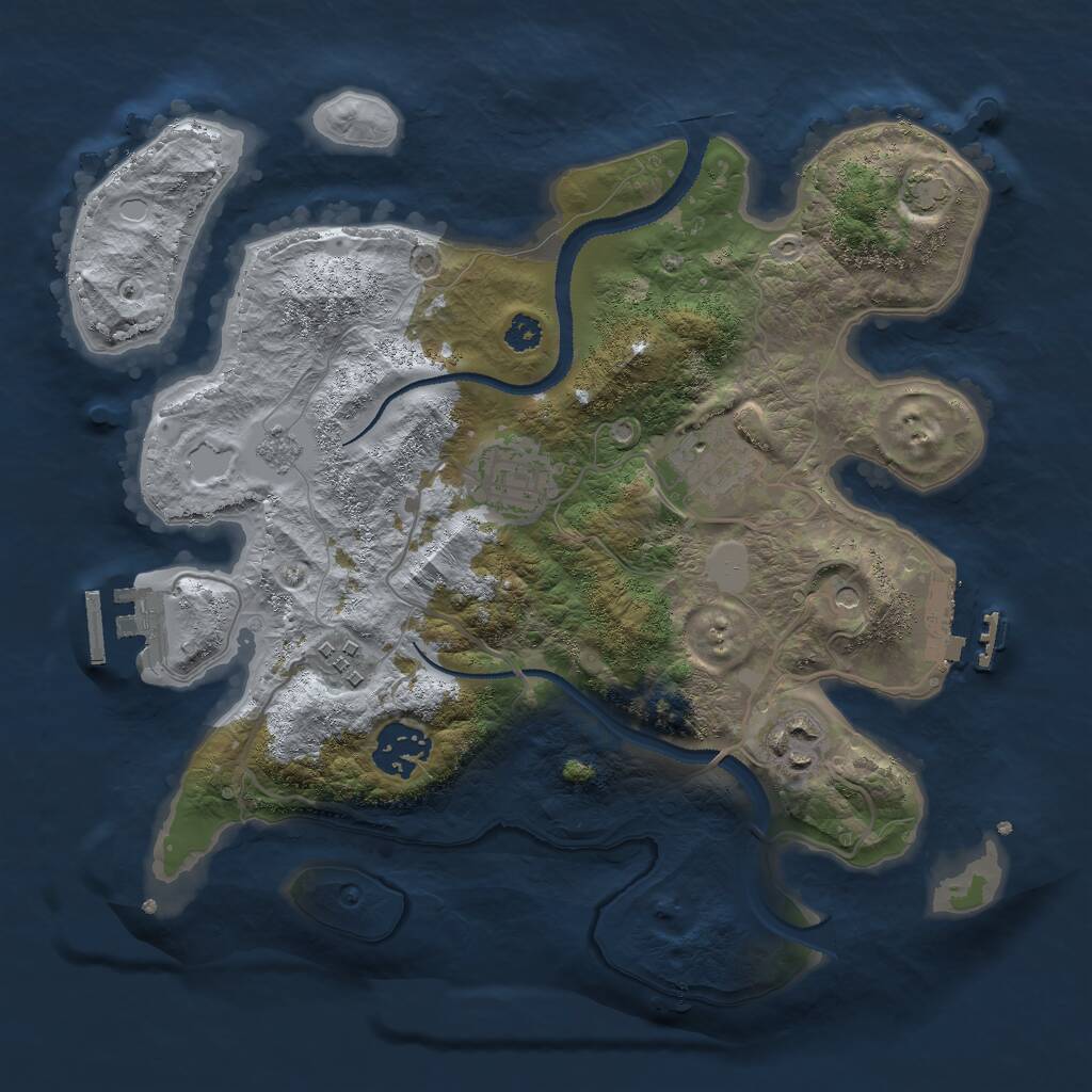Rust Map: Procedural Map, Size: 3000, Seed: 378438957, 11 Monuments