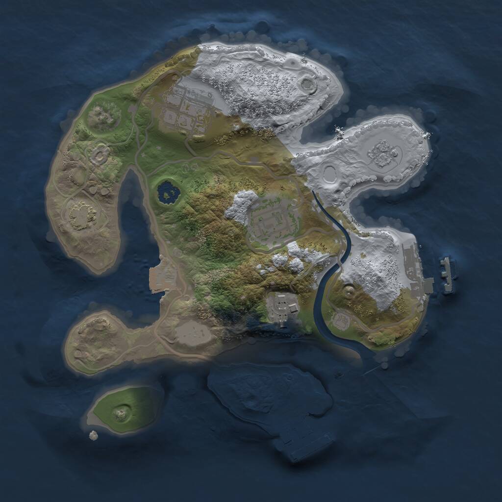 Rust Map: Procedural Map, Size: 2250, Seed: 1036002585, 8 Monuments