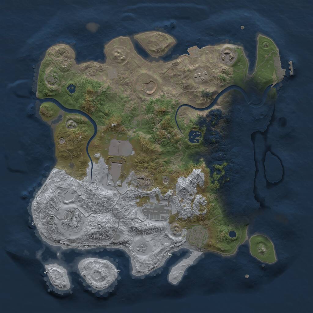 Rust Map: Procedural Map, Size: 3500, Seed: 1603814170, 13 Monuments