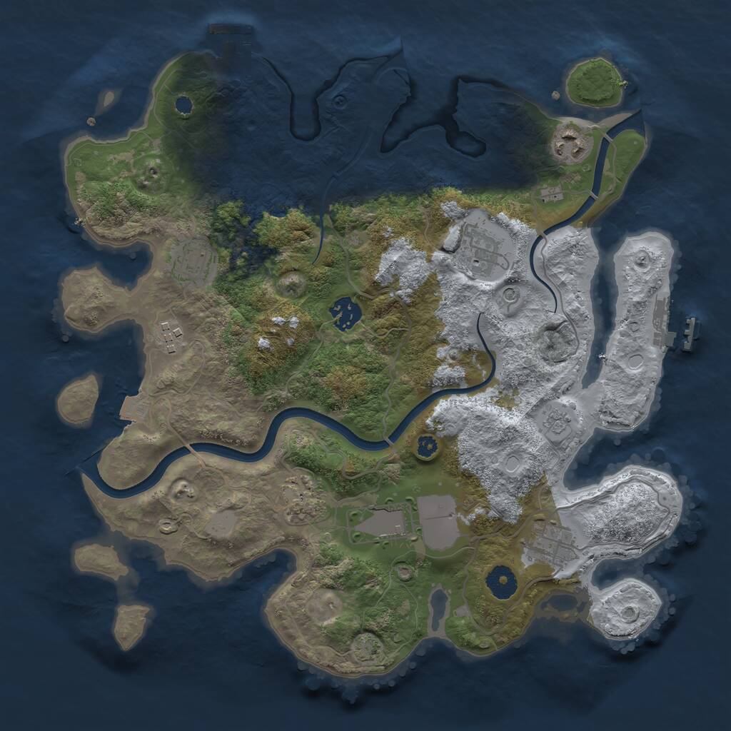 Rust Map: Procedural Map, Size: 3500, Seed: 796364, 14 Monuments