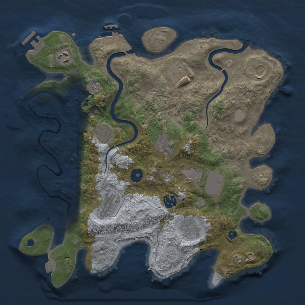 Rust Map: Procedural Map, Size: 3500, Seed: 464922233, 16 Monuments