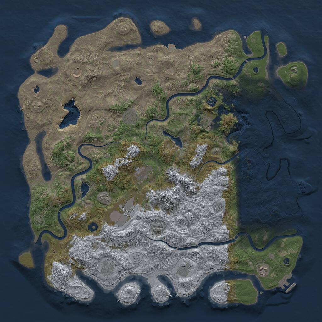 Rust Map: Procedural Map, Size: 5000, Seed: 655689349, 17 Monuments