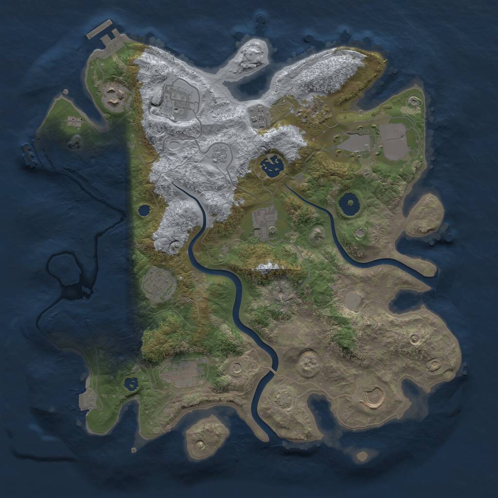 Rust Map: Procedural Map, Size: 3500, Seed: 673467, 16 Monuments