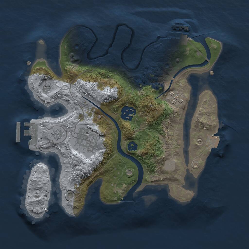 Rust Map: Procedural Map, Size: 2500, Seed: 485369214, 8 Monuments