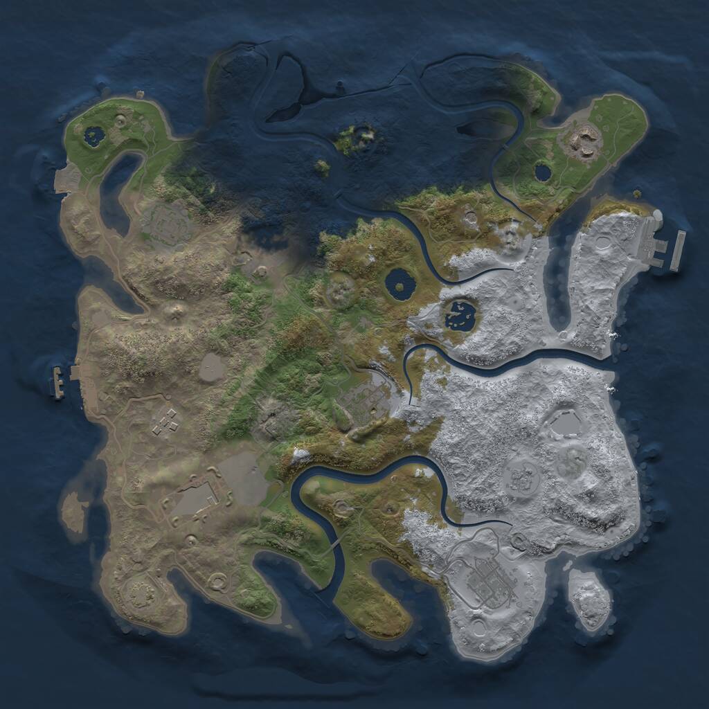 Rust Map: Procedural Map, Size: 3500, Seed: 178221140, 14 Monuments