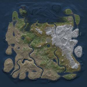 Thumbnail Rust Map: Procedural Map, Size: 4300, Seed: 174704, 16 Monuments