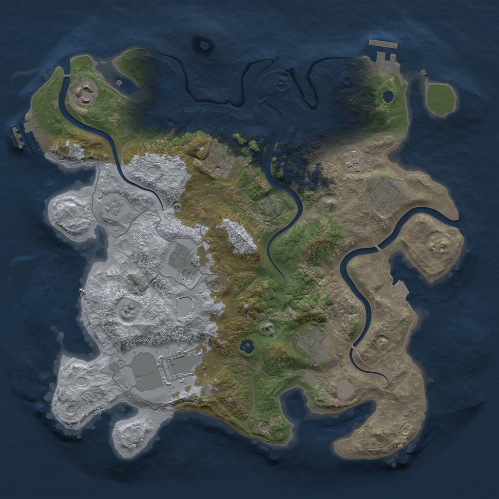 Rust Map: Procedural Map, Size: 3500, Seed: 749007031, 13 Monuments