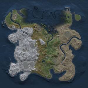 Thumbnail Rust Map: Procedural Map, Size: 3500, Seed: 749007031, 13 Monuments