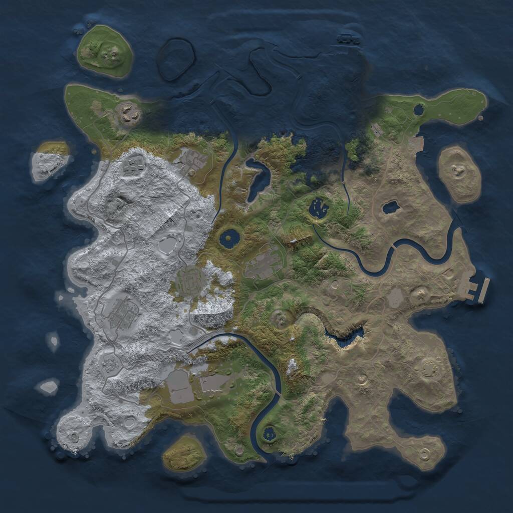 Rust Map: Procedural Map, Size: 4000, Seed: 87263, 14 Monuments