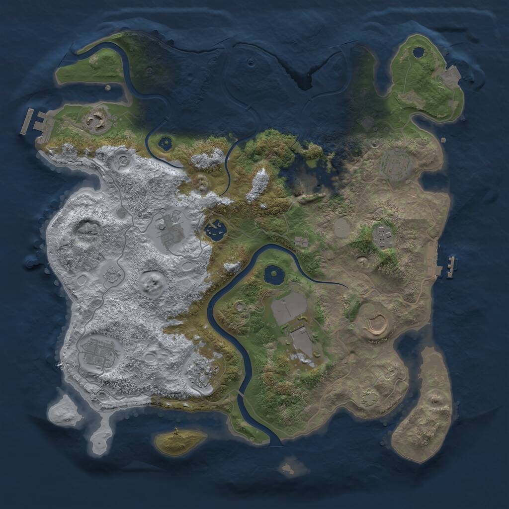 Rust Map: Procedural Map, Size: 3750, Seed: 1893829676, 16 Monuments