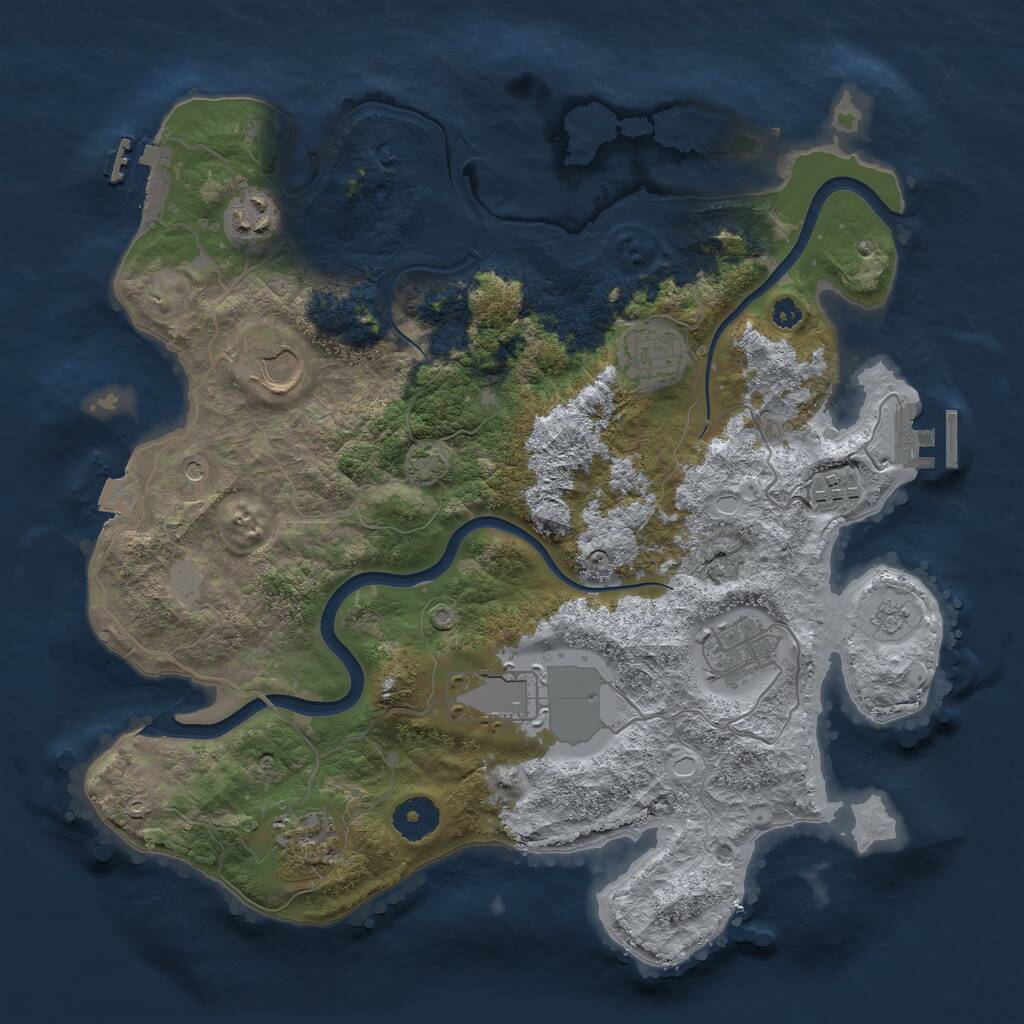 Rust Map: Procedural Map, Size: 3500, Seed: 335133821, 13 Monuments