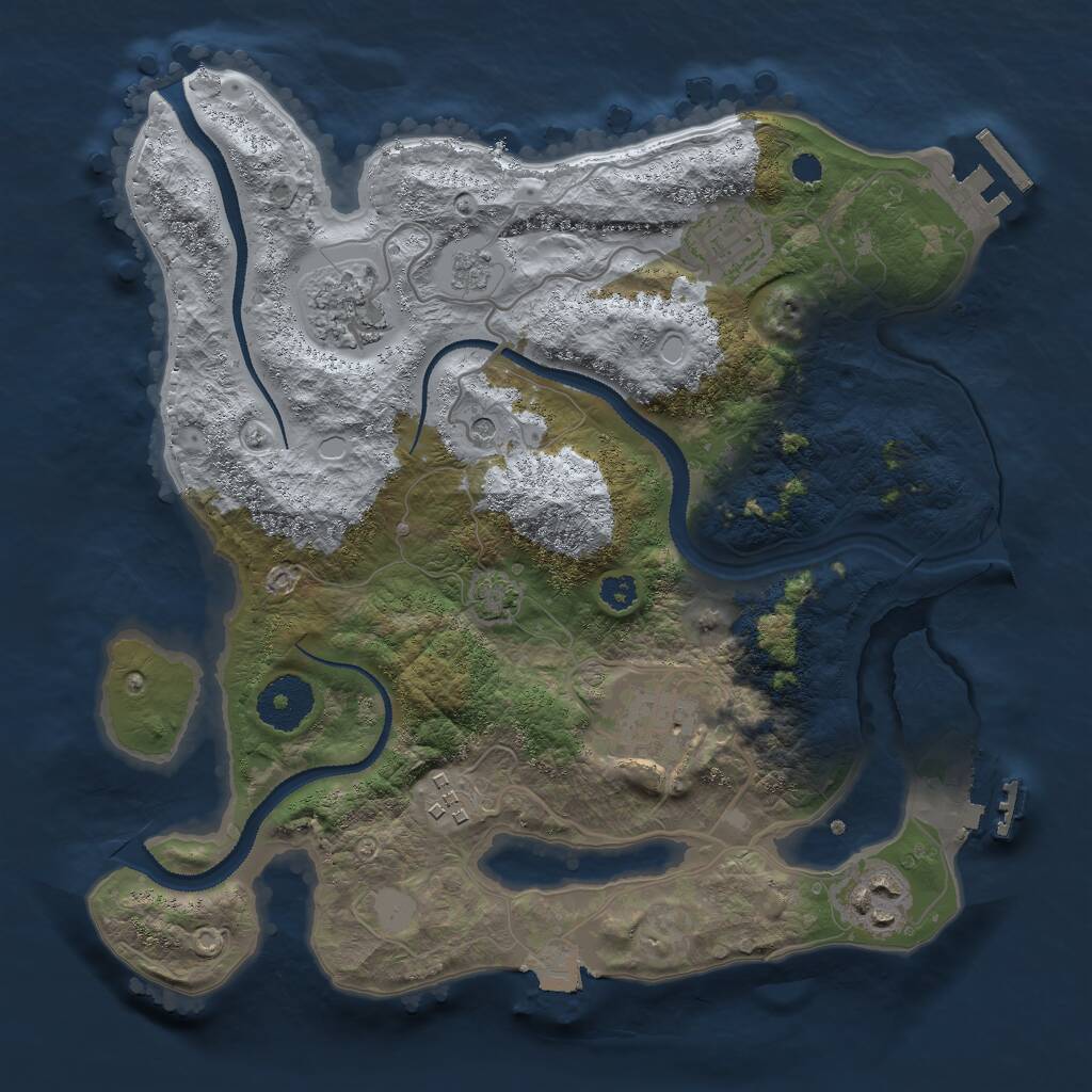 Rust Map: Procedural Map, Size: 3000, Seed: 50759, 11 Monuments