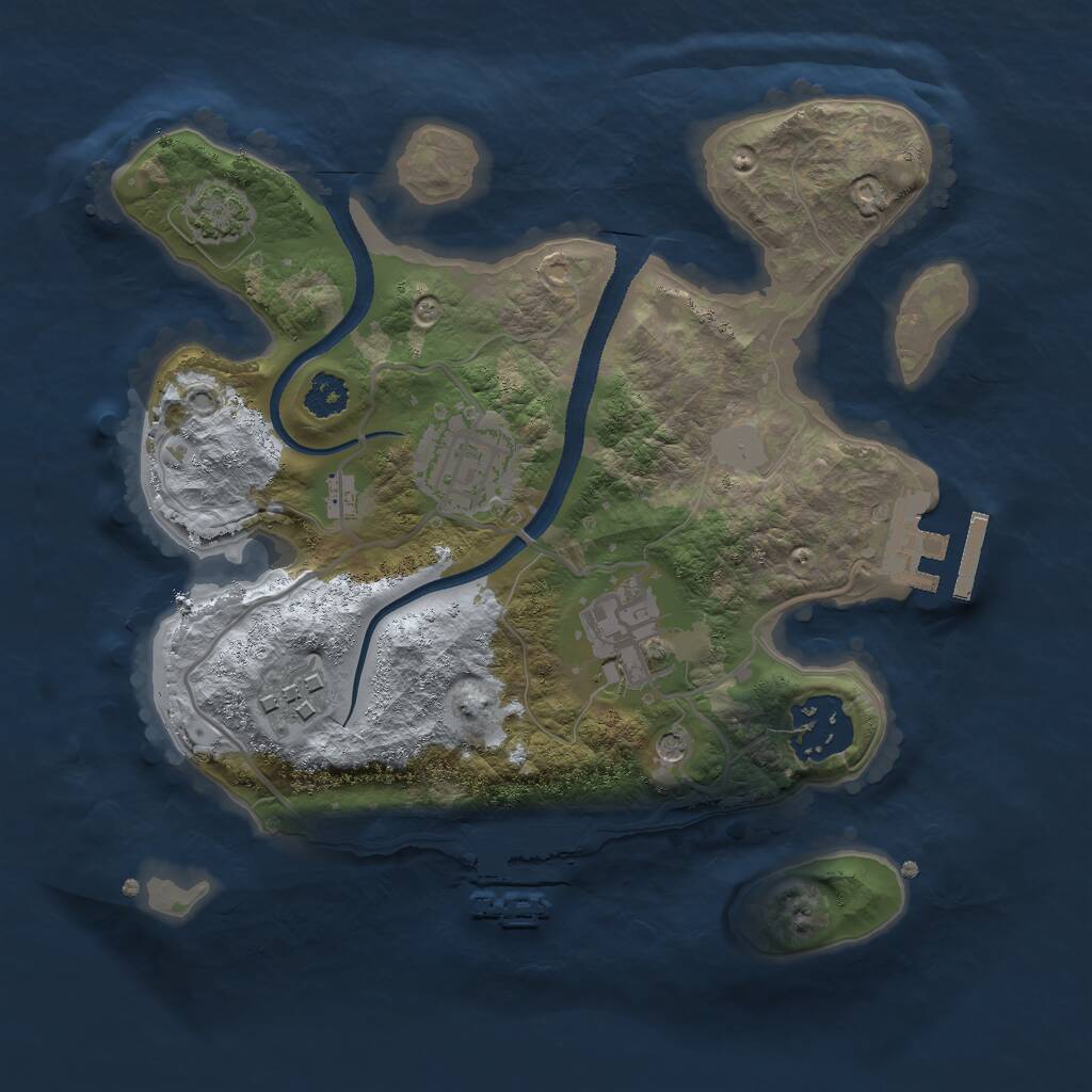 Rust Map: Procedural Map, Size: 2500, Seed: 1085979800, 9 Monuments