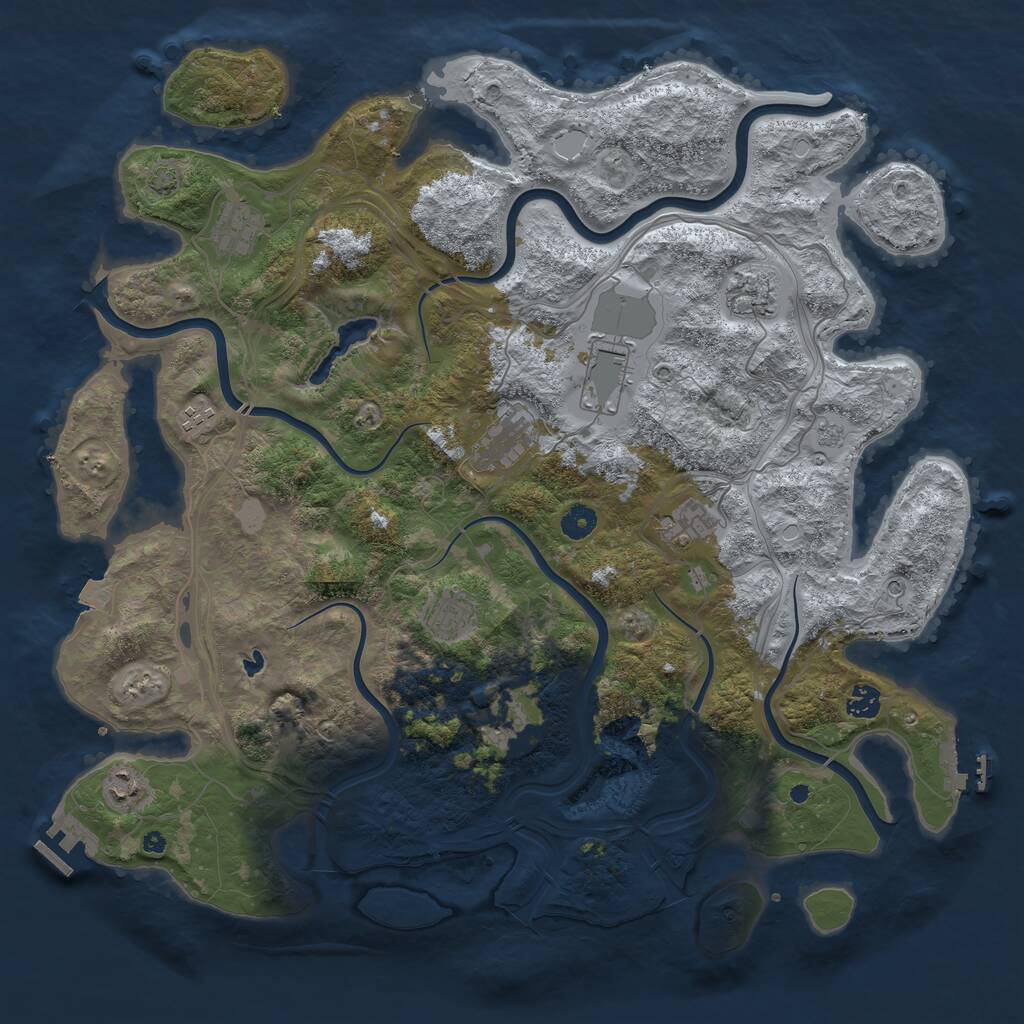 Rust Map: Procedural Map, Size: 4450, Seed: 1234567890, 16 Monuments