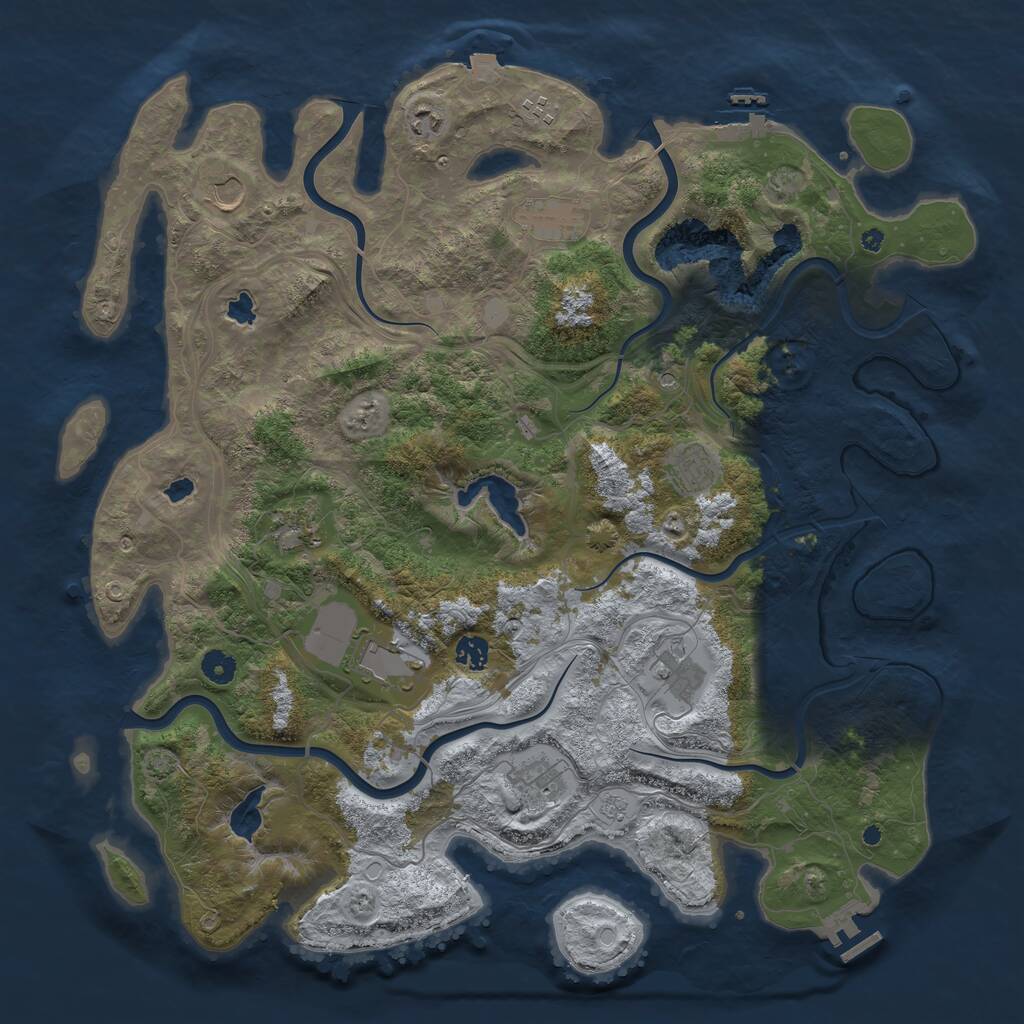 Rust Map: Procedural Map, Size: 4500, Seed: 280460394, 16 Monuments