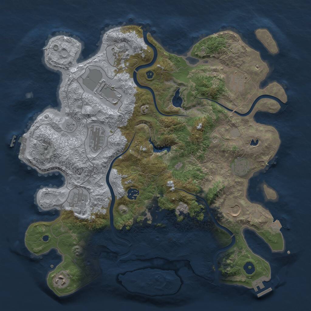 Rust Map: Procedural Map, Size: 4000, Seed: 389379368, 17 Monuments