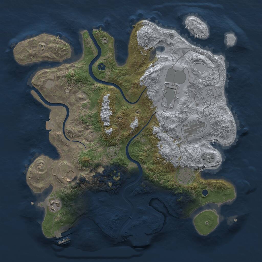 Rust Map: Procedural Map, Size: 3500, Seed: 54621, 12 Monuments