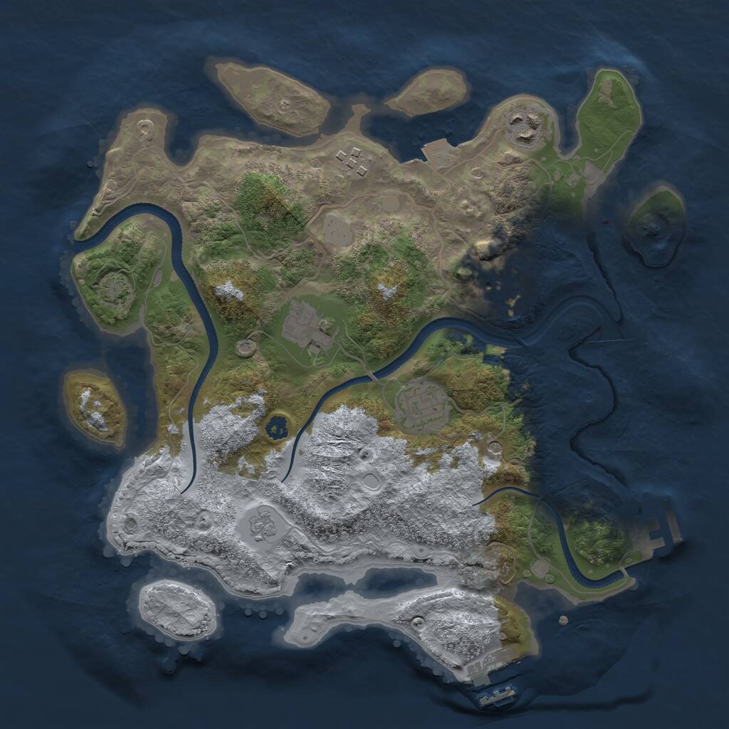 Rust Map: Procedural Map, Size: 3150, Seed: 625618, 11 Monuments