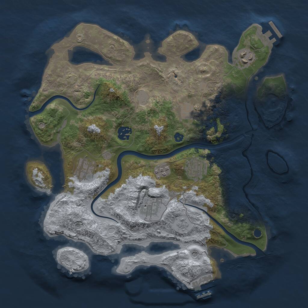 Rust Map: Procedural Map, Size: 3250, Seed: 625618, 13 Monuments