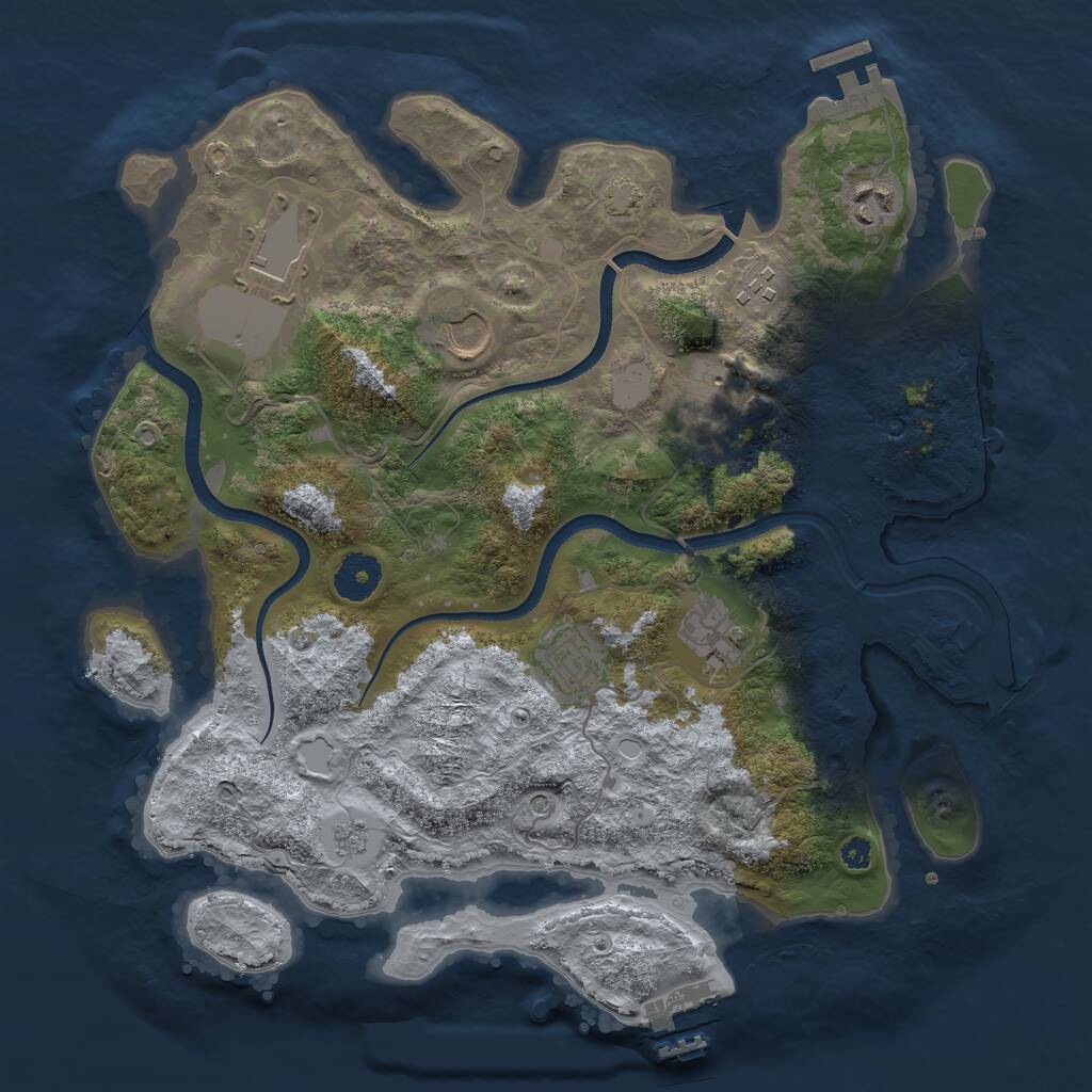 Rust Map: Procedural Map, Size: 3500, Seed: 625618, 13 Monuments