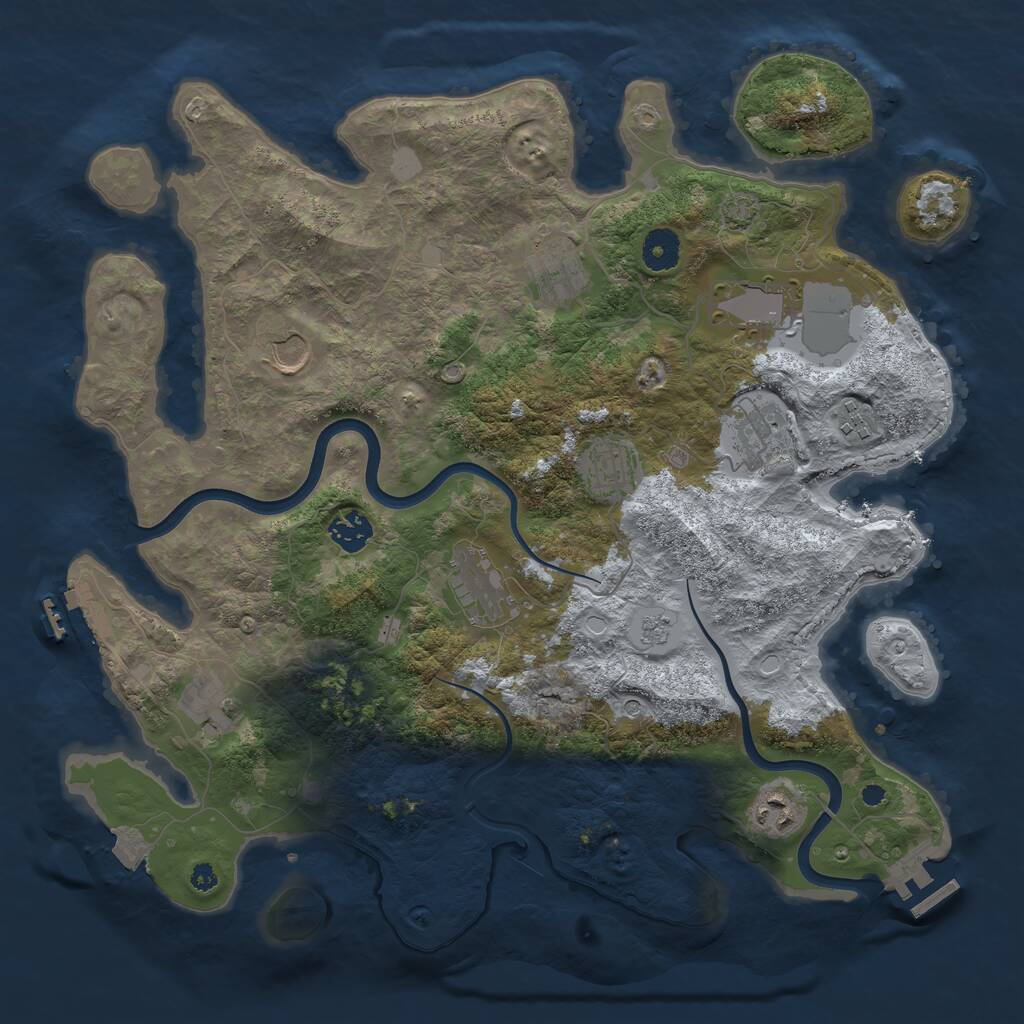 Rust Map: Procedural Map, Size: 3800, Seed: 1699881131, 16 Monuments
