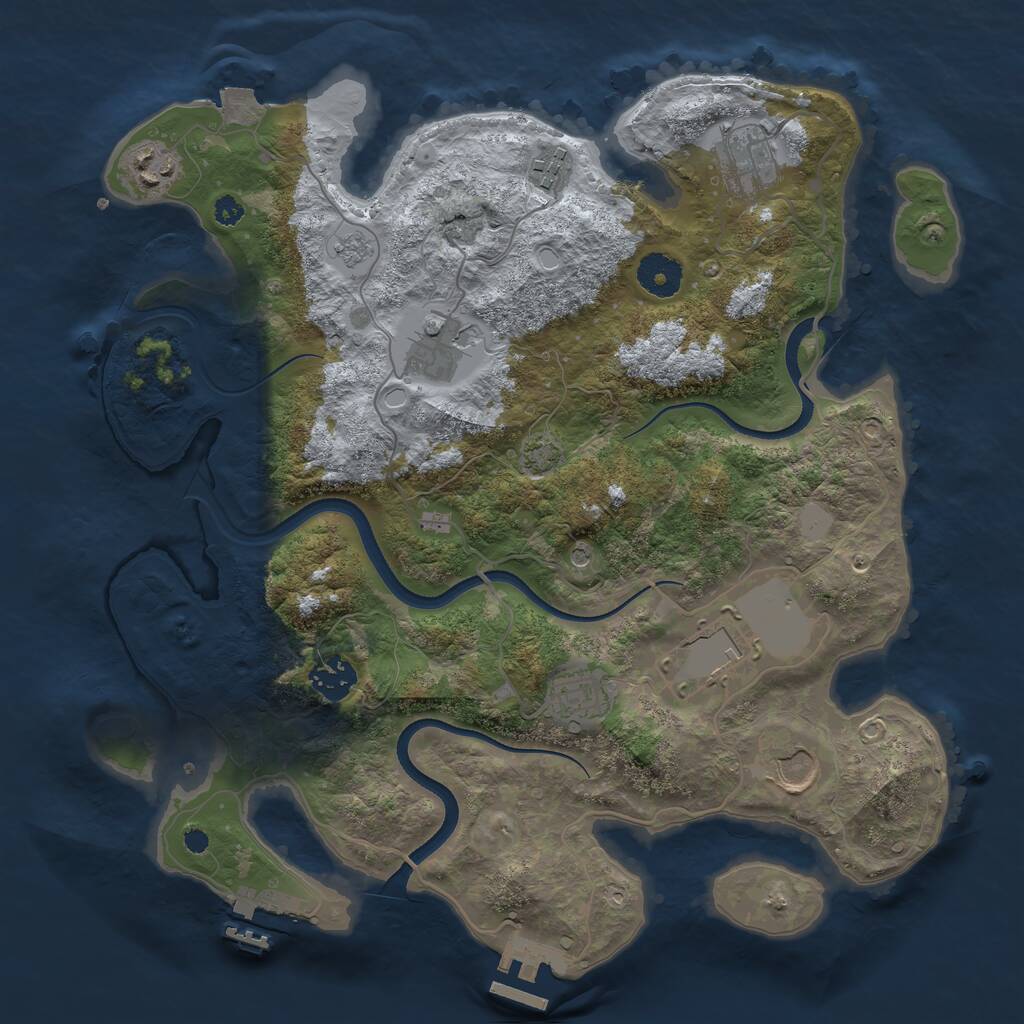 Rust Map: Procedural Map, Size: 3500, Seed: 1391142630, 14 Monuments