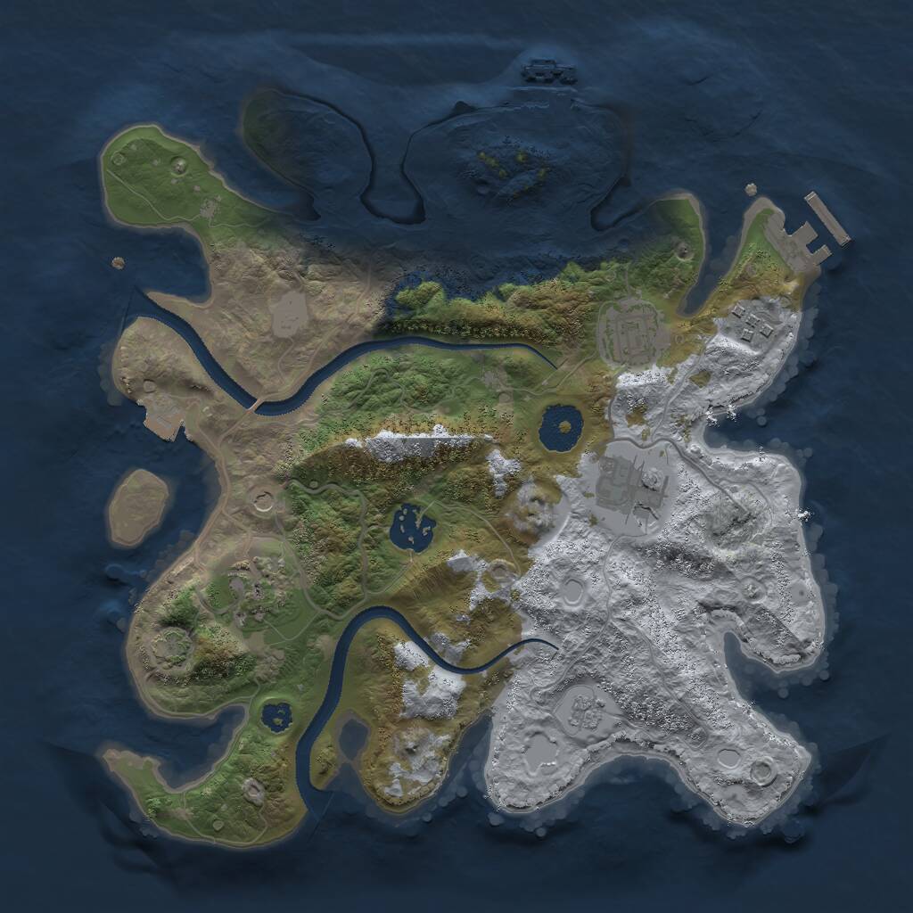 Rust Map: Procedural Map, Size: 3000, Seed: 53472, 11 Monuments