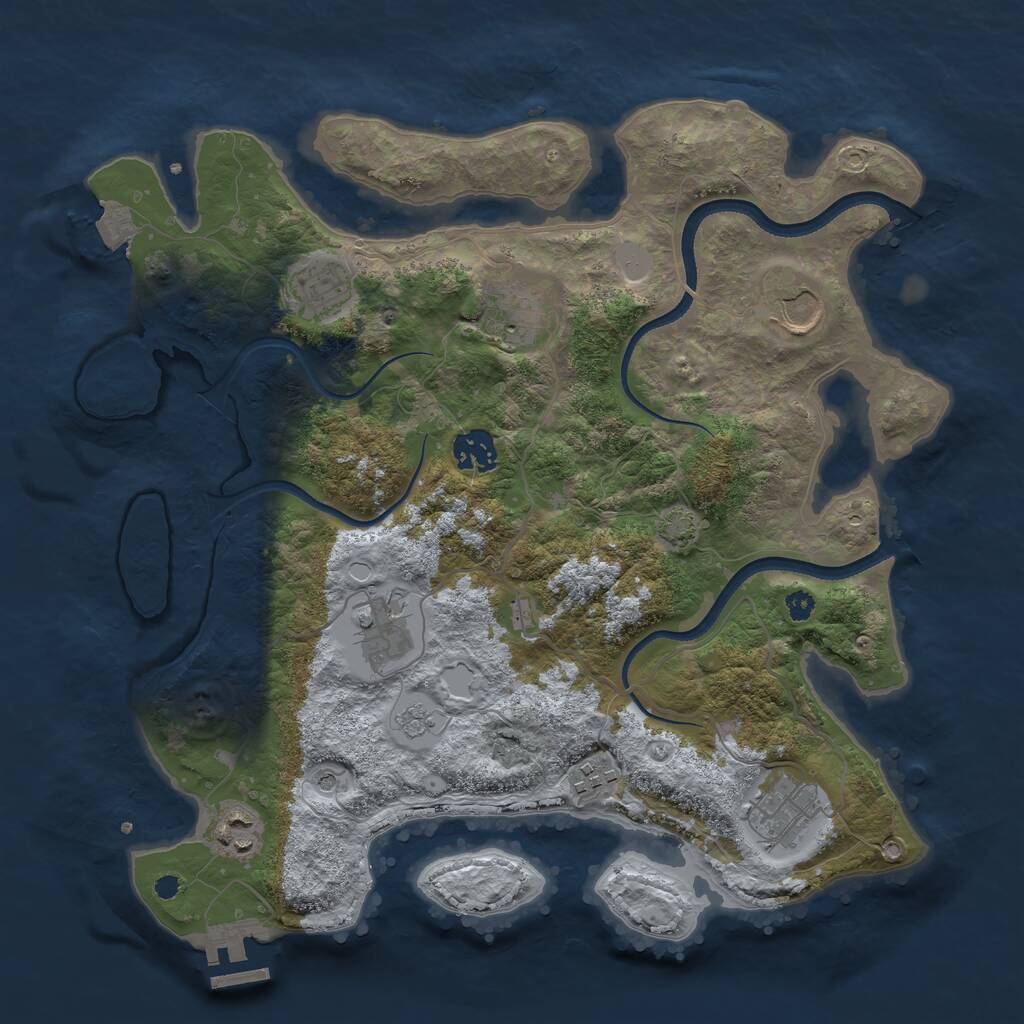 Rust Map: Procedural Map, Size: 3500, Seed: 1152545855, 13 Monuments