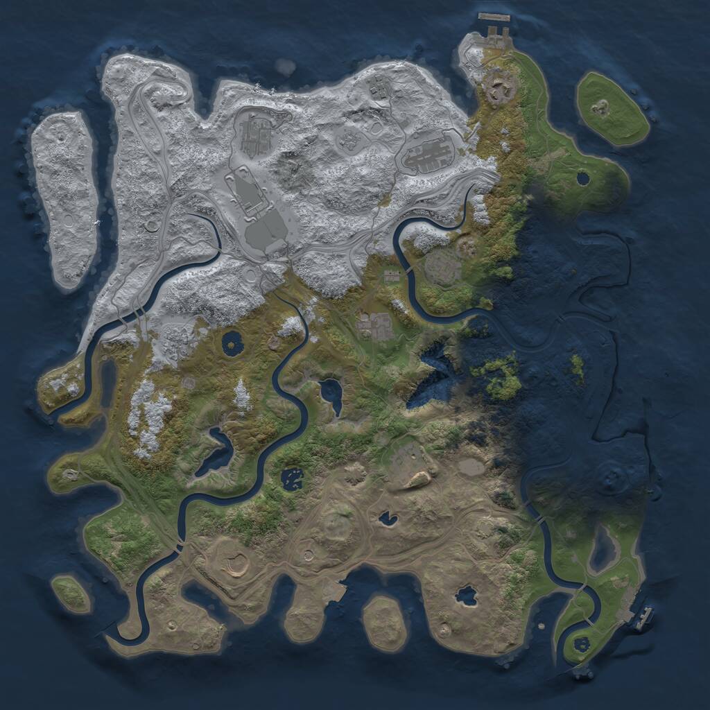 Rust Map: Procedural Map, Size: 4500, Seed: 76239170, 17 Monuments