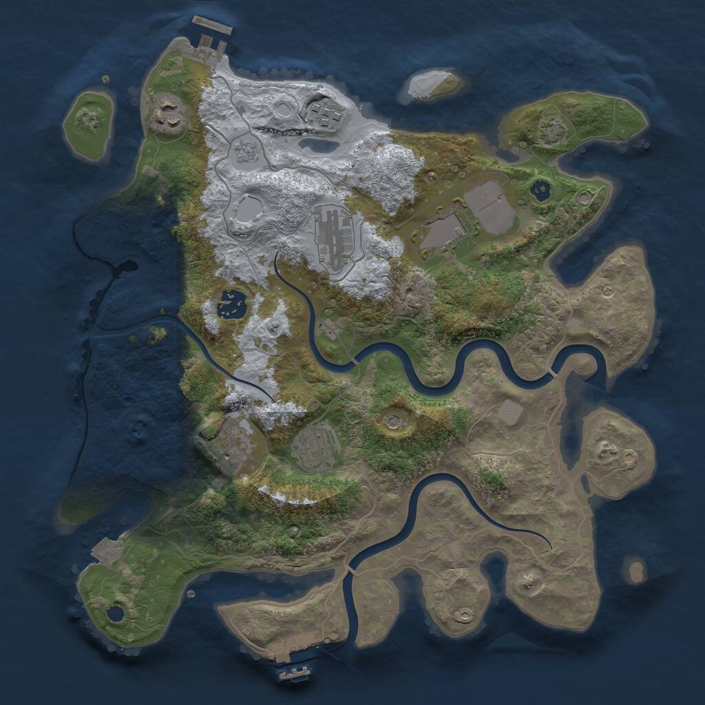 Rust Map: Procedural Map, Size: 3500, Seed: 1008317, 13 Monuments