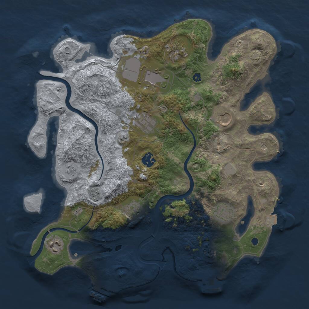 Rust Map: Procedural Map, Size: 3500, Seed: 1171880584, 15 Monuments