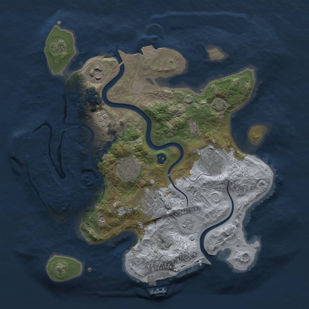 Rust Map: Procedural Map, Size: 3000, Seed: 1239067165, 11 Monuments