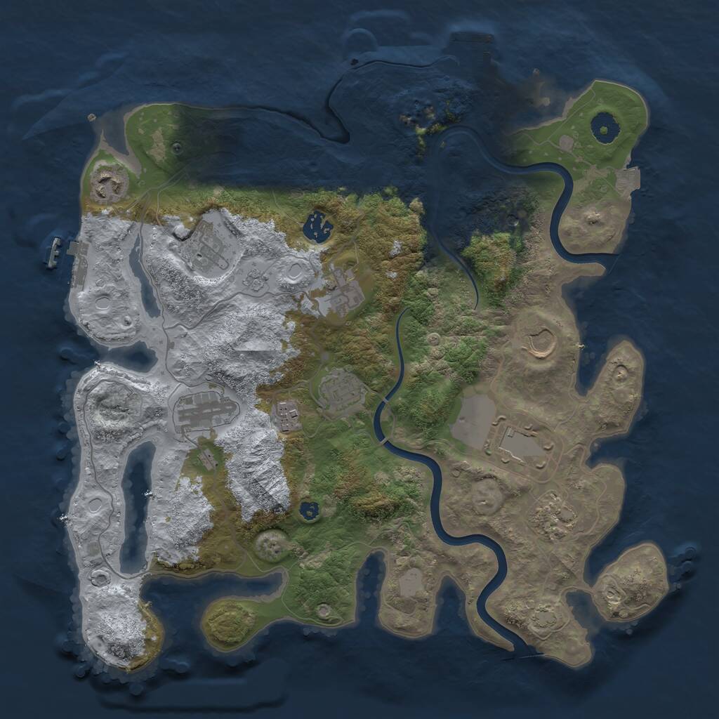 Rust Map: Procedural Map, Size: 3700, Seed: 1942388425, 16 Monuments