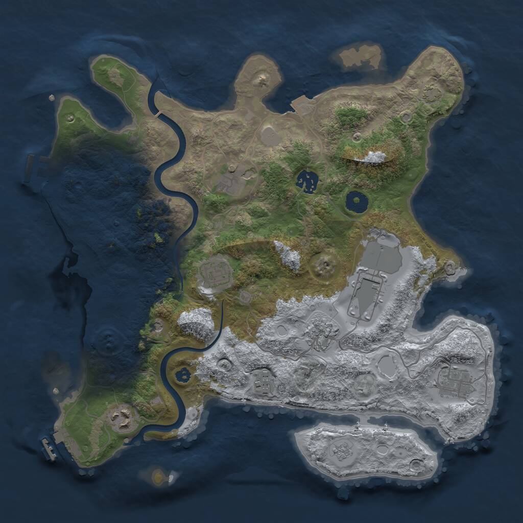 Rust Map: Procedural Map, Size: 3500, Seed: 808820039, 14 Monuments