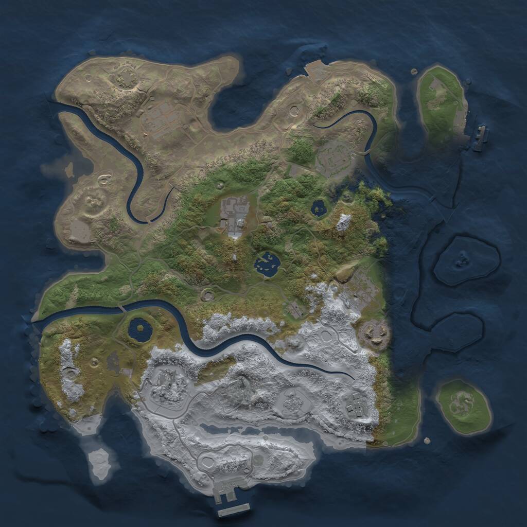 Rust Map: Procedural Map, Size: 3300, Seed: 4213906, 14 Monuments