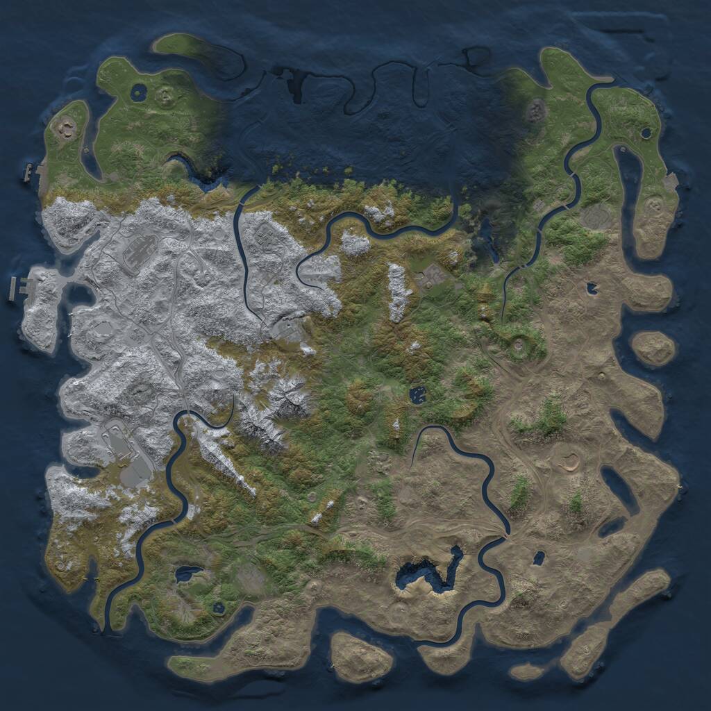 Rust Map: Procedural Map, Size: 6000, Seed: 1354329256, 17 Monuments