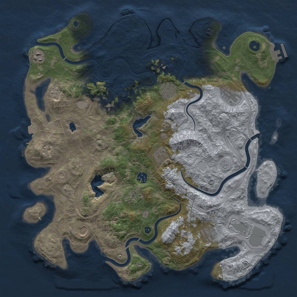 Rust Map: Procedural Map, Size: 4250, Seed: 1045214306, 17 Monuments