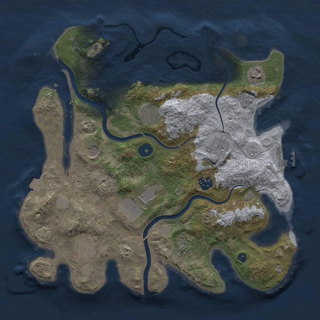 Rust Map: Procedural Map, Size: 3500, Seed: 1134491634, 15 Monuments