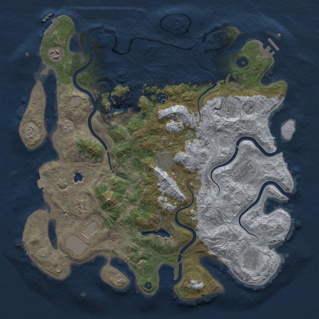Rust Map: Procedural Map, Size: 4250, Seed: 350231494, 15 Monuments