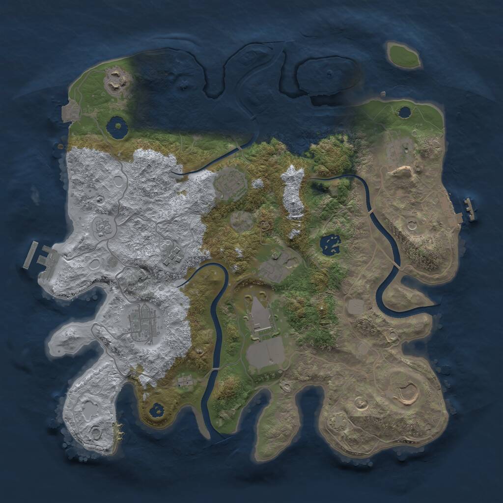 Rust Map: Procedural Map, Size: 3500, Seed: 32409903, 15 Monuments