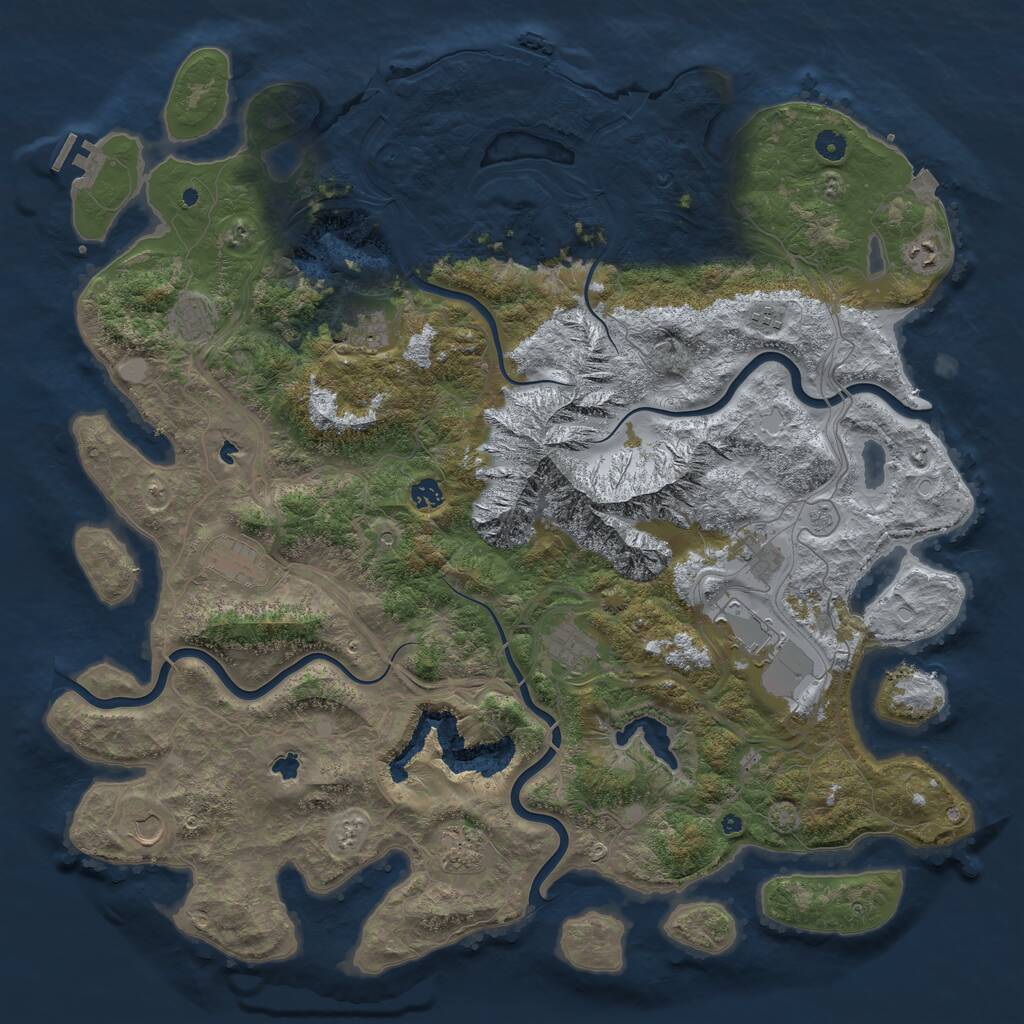 Rust Map: Procedural Map, Size: 5000, Seed: 847054220, 17 Monuments