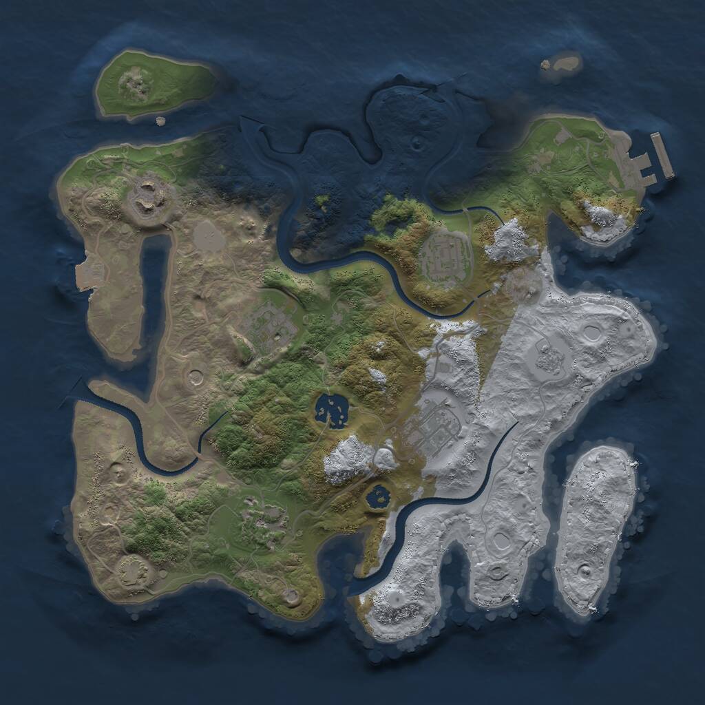 Rust Map: Procedural Map, Size: 3000, Seed: 5328049, 11 Monuments