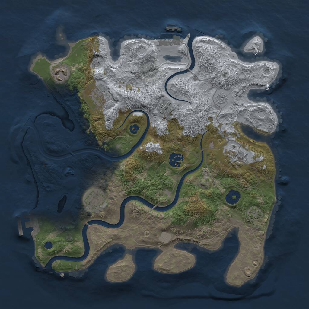 Rust Map: Procedural Map, Size: 3200, Seed: 1398039868, 12 Monuments