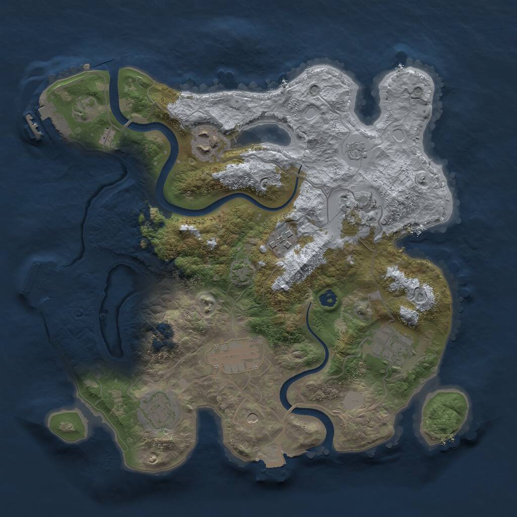Rust Map: Procedural Map, Size: 3000, Seed: 27582, 12 Monuments