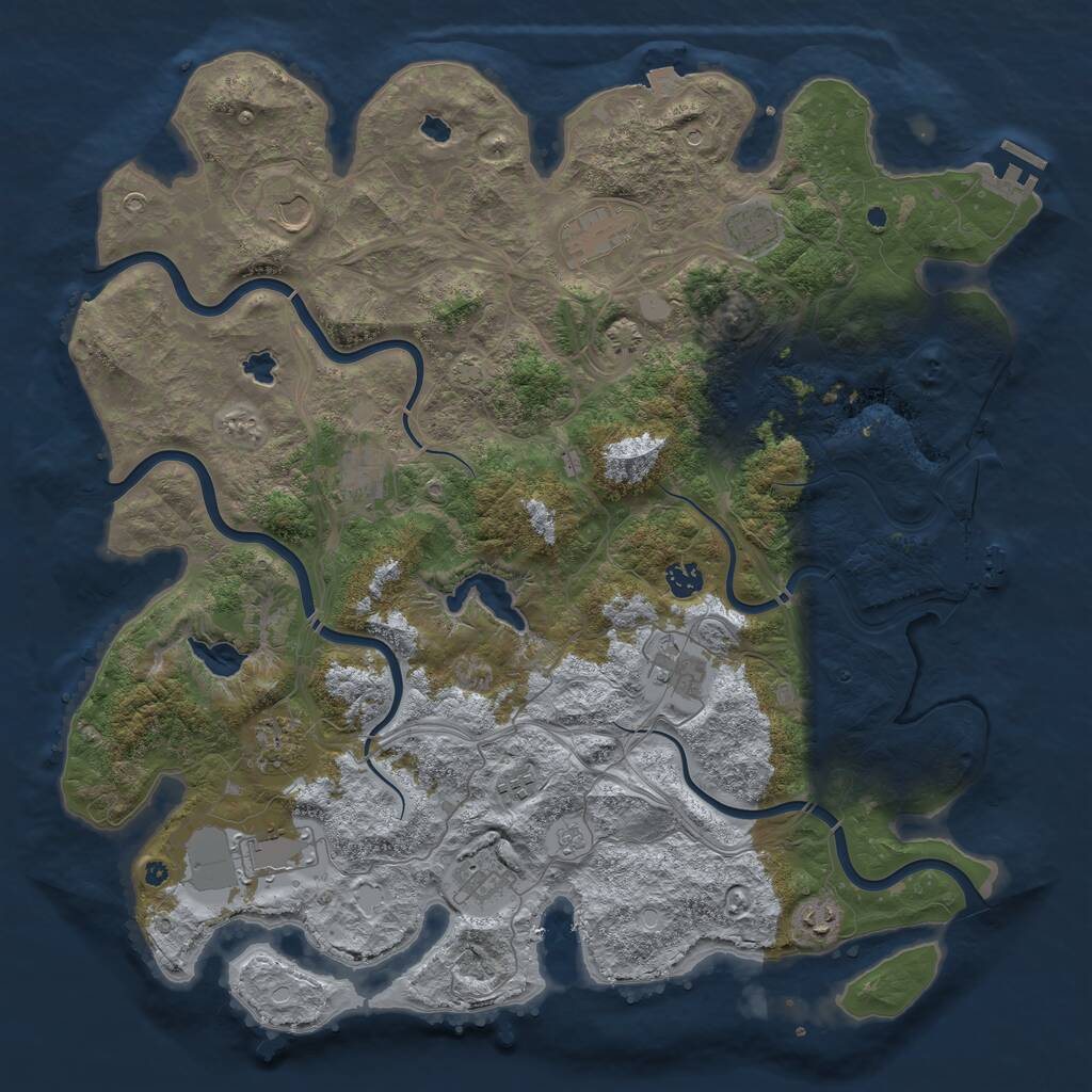 Rust Map: Procedural Map, Size: 4500, Seed: 1786068888, 17 Monuments
