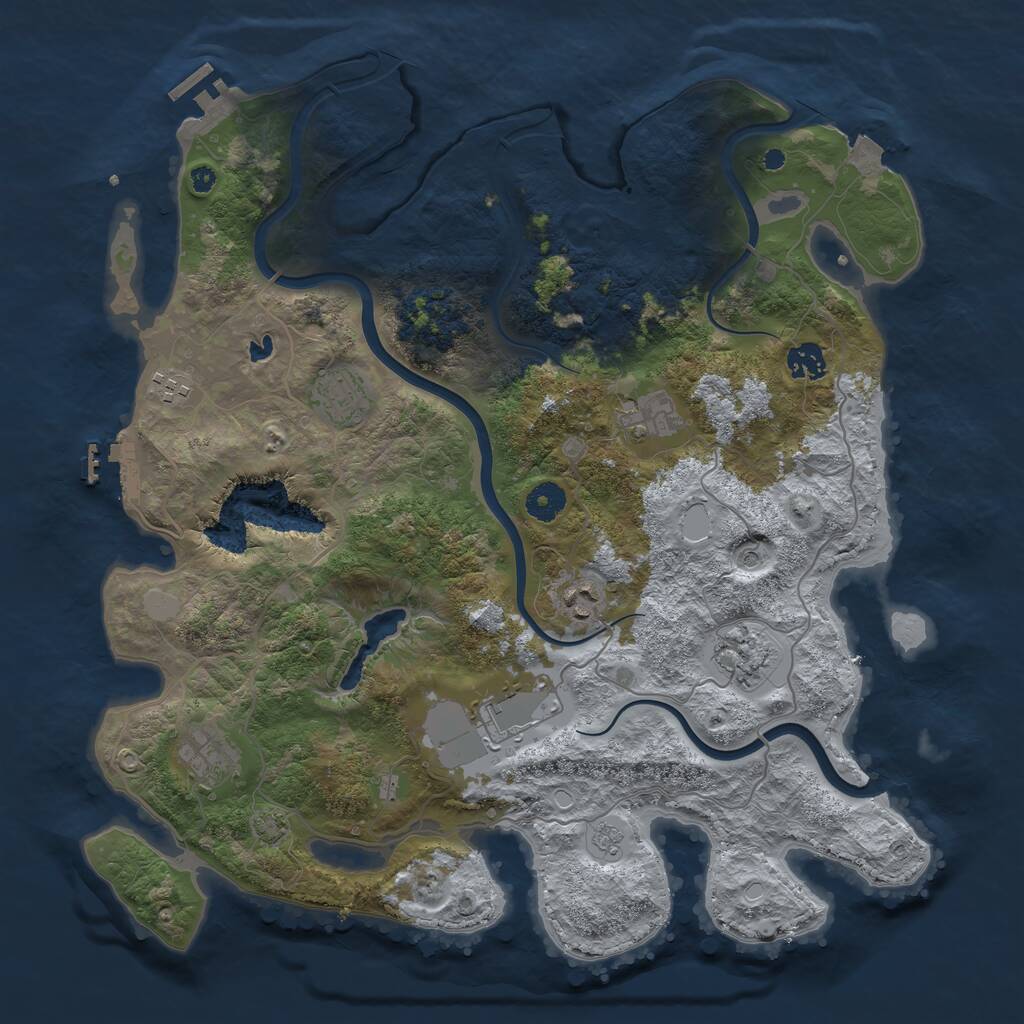 Rust Map: Procedural Map, Size: 4000, Seed: 63851006, 14 Monuments