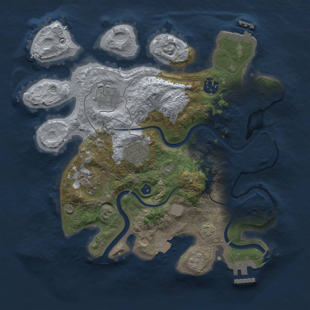 Rust Map: Procedural Map, Size: 3000, Seed: 32749, 10 Monuments
