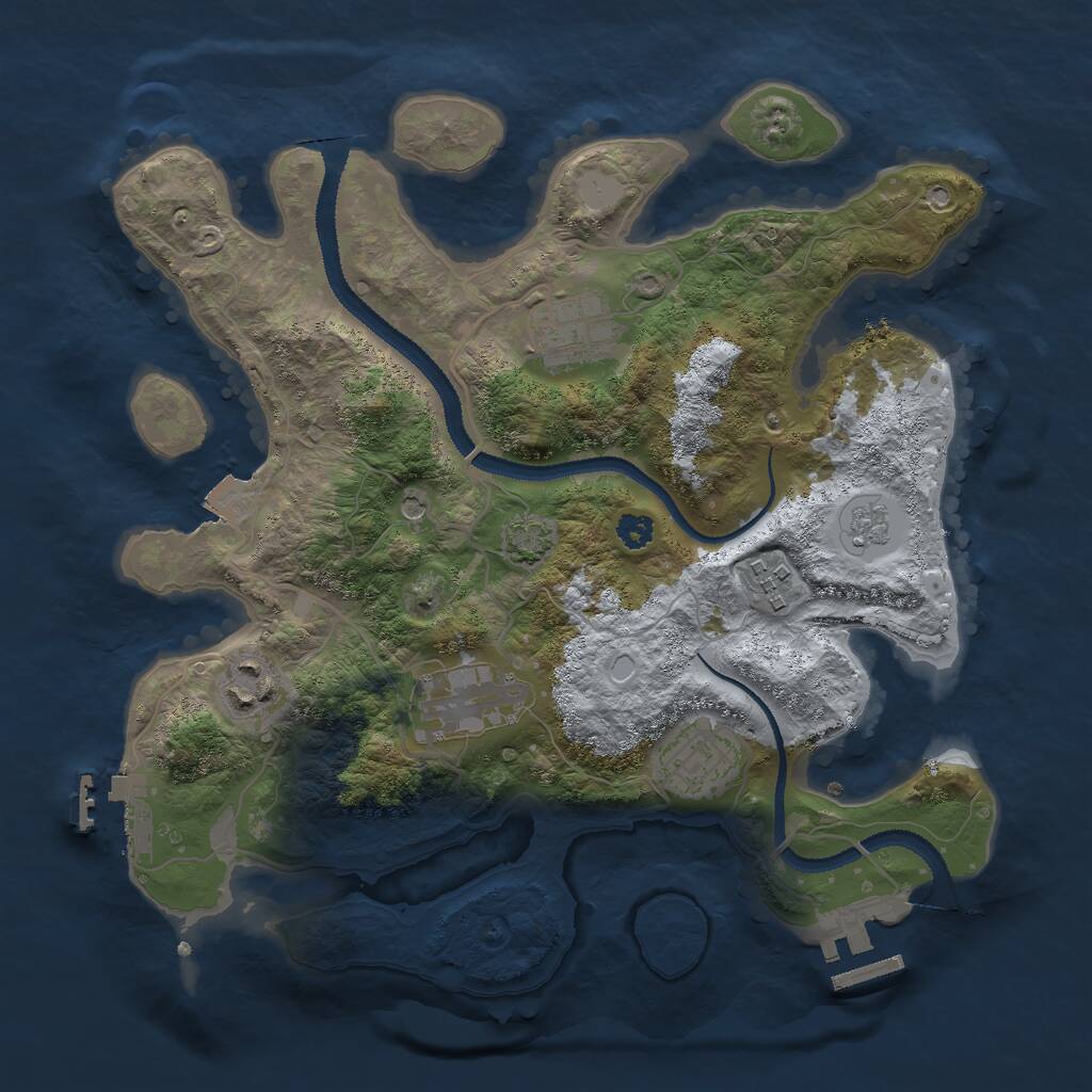 Rust Map: Procedural Map, Size: 3000, Seed: 1138350297, 11 Monuments