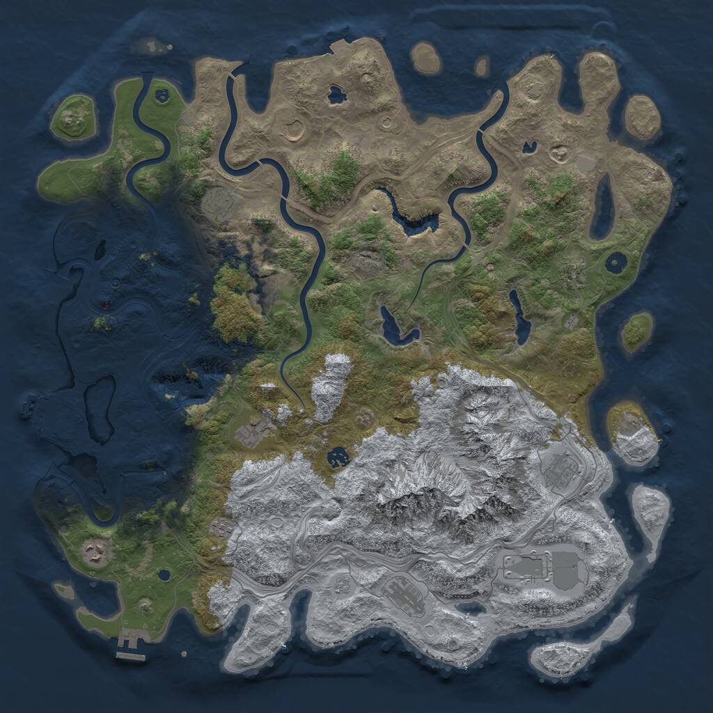 Rust Map: Procedural Map, Size: 5000, Seed: 113196328, 17 Monuments