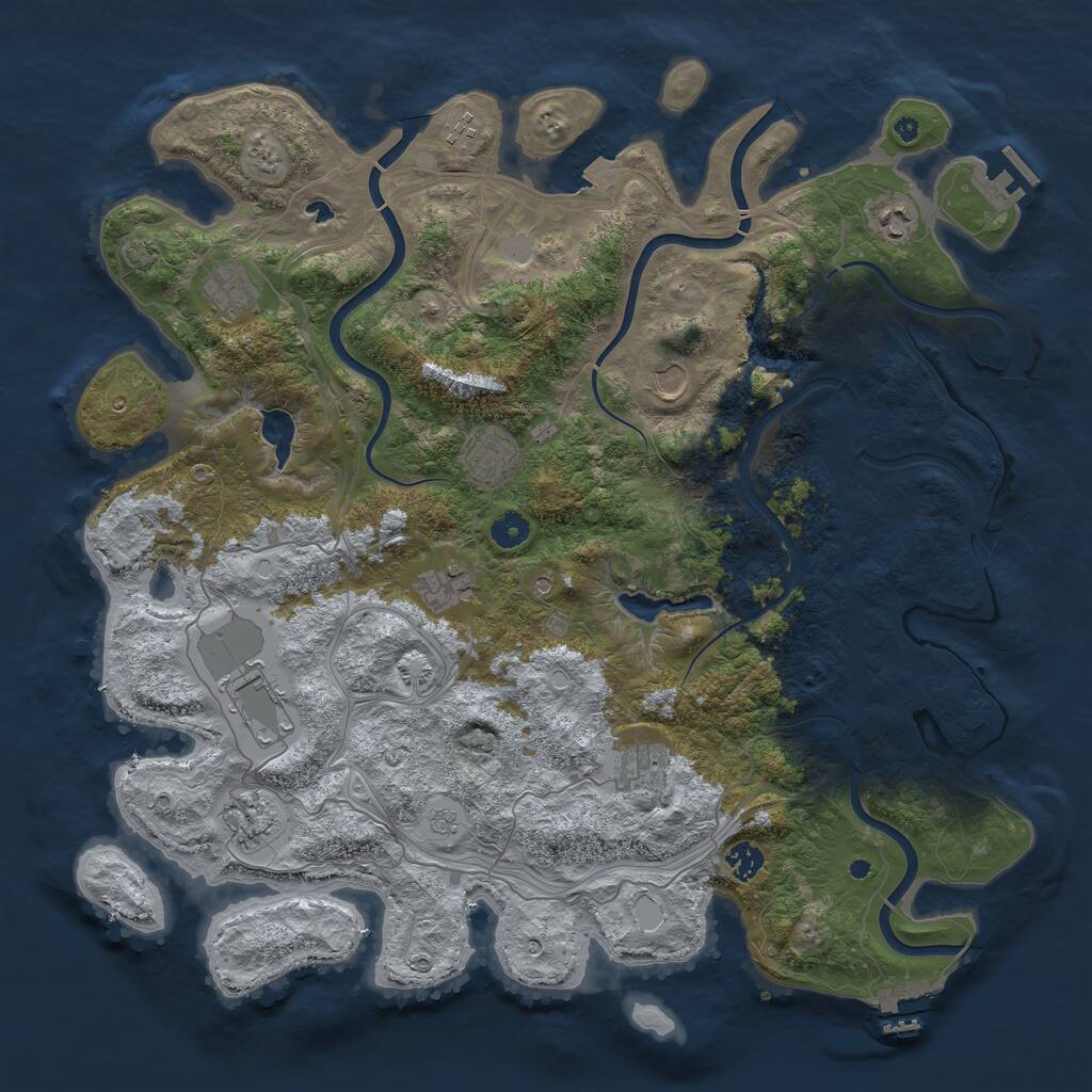 Rust Map: Procedural Map, Size: 4500, Seed: 29629374, 16 Monuments